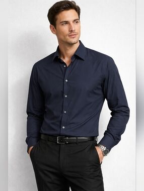 Prada Men Prada Shirt Navy Blue Size 43/17 Long Seelves